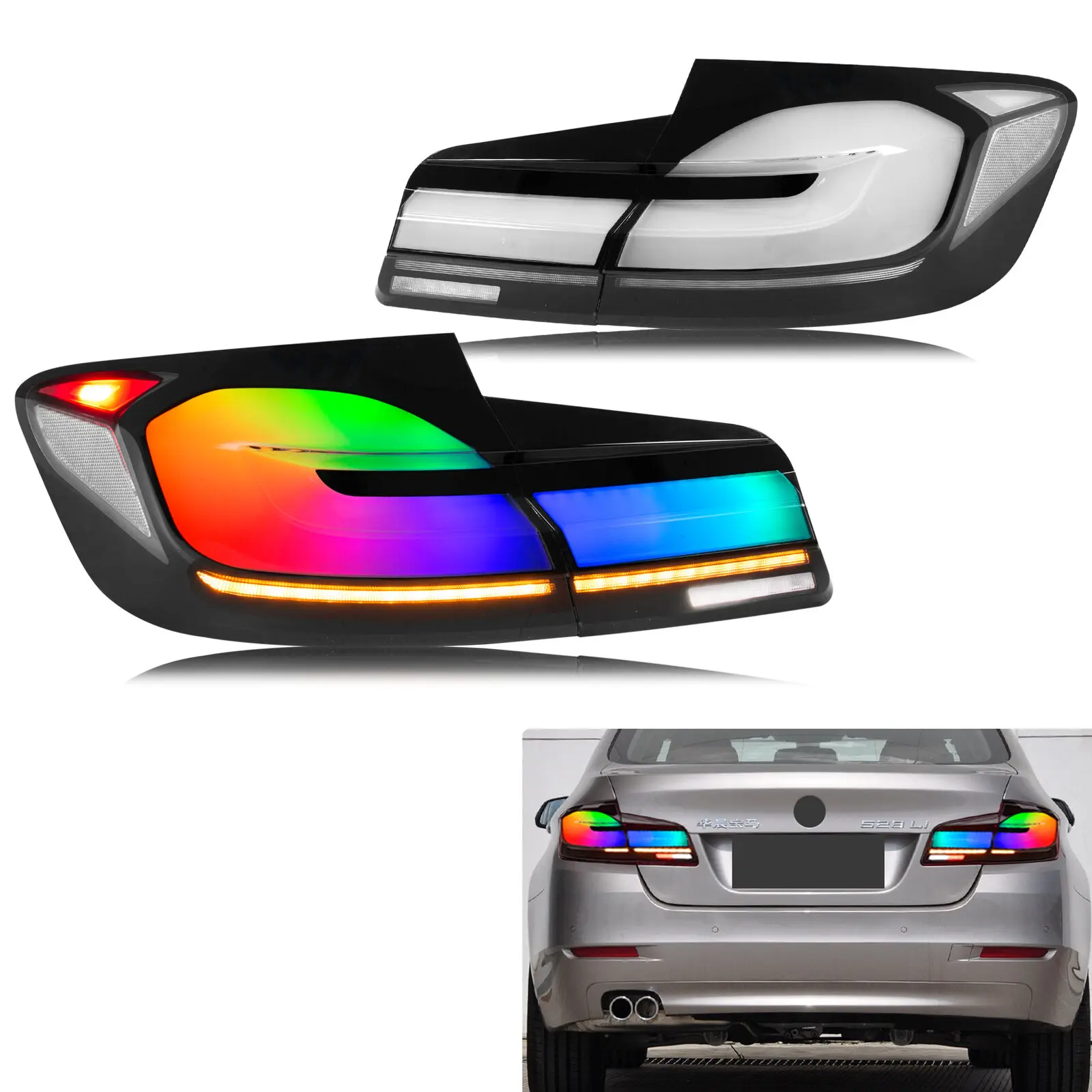 Светодиодные задние фонари RGB для BMW 5-Series 2011-2016 F10 M5, красочные динамические анимационные задние фонари с последовательными указателями поворота в сборе
Светодиодные задние фонари RGB для BMW 5-Series 2011-2016 F10 M5, красочные динамические анимационные задние фонари с последовательными указателями поворота в сборе
