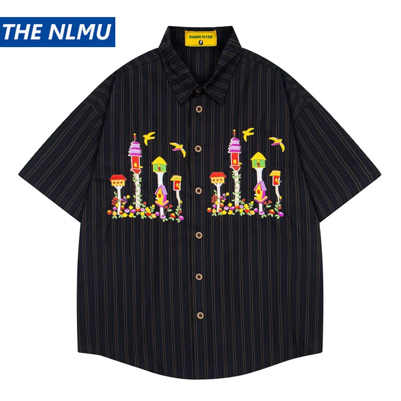 Men Cartoon Embroidery Striped Shirt Loose Hip Hop Streetwear 2026 Summer Casual Short Sleeve Top Shirts
Men Cartoon Embroidery Striped Shirt Loose Hip Hop Streetwear 2026 Summer Casual Short Sleeve Top Shirts