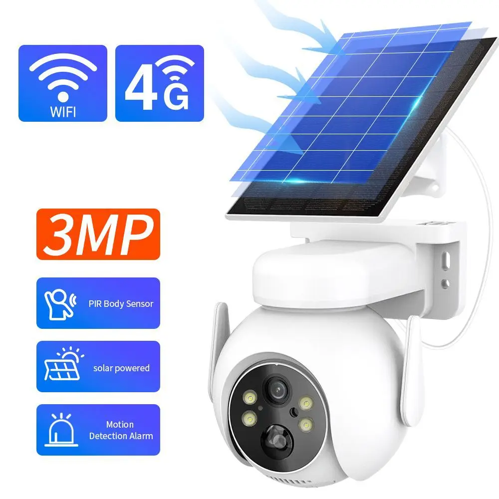 3MP 1296P Carecam APP Solar Power Wide Angle WIFI/4G PTZ IP Dome Camera Full Color AI Humanoid Detection Security Monito
3MP 1296P Carecam APP Solar Power Wide Angle WIFI/4G PTZ IP Dome Camera Full Color AI Humanoid Detection Security Monito