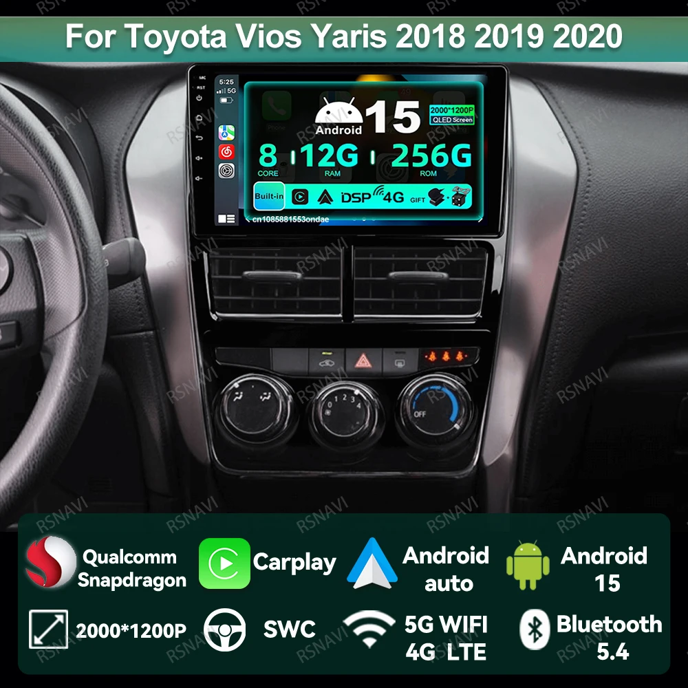 Автомобильное радио Android 15 для Toyota Vios Yaris 2018 2019 2020 WIFI + 4G LTE Qualcomm AI Voice RDS Беспроводное авторадио QLED Snapdragon
Автомобильное радио Android 15 для Toyota Vios Yaris 2018 2019 2020 WIFI + 4G LTE Qualcomm AI Voice RDS Беспроводное авторадио QLED Snapdragon