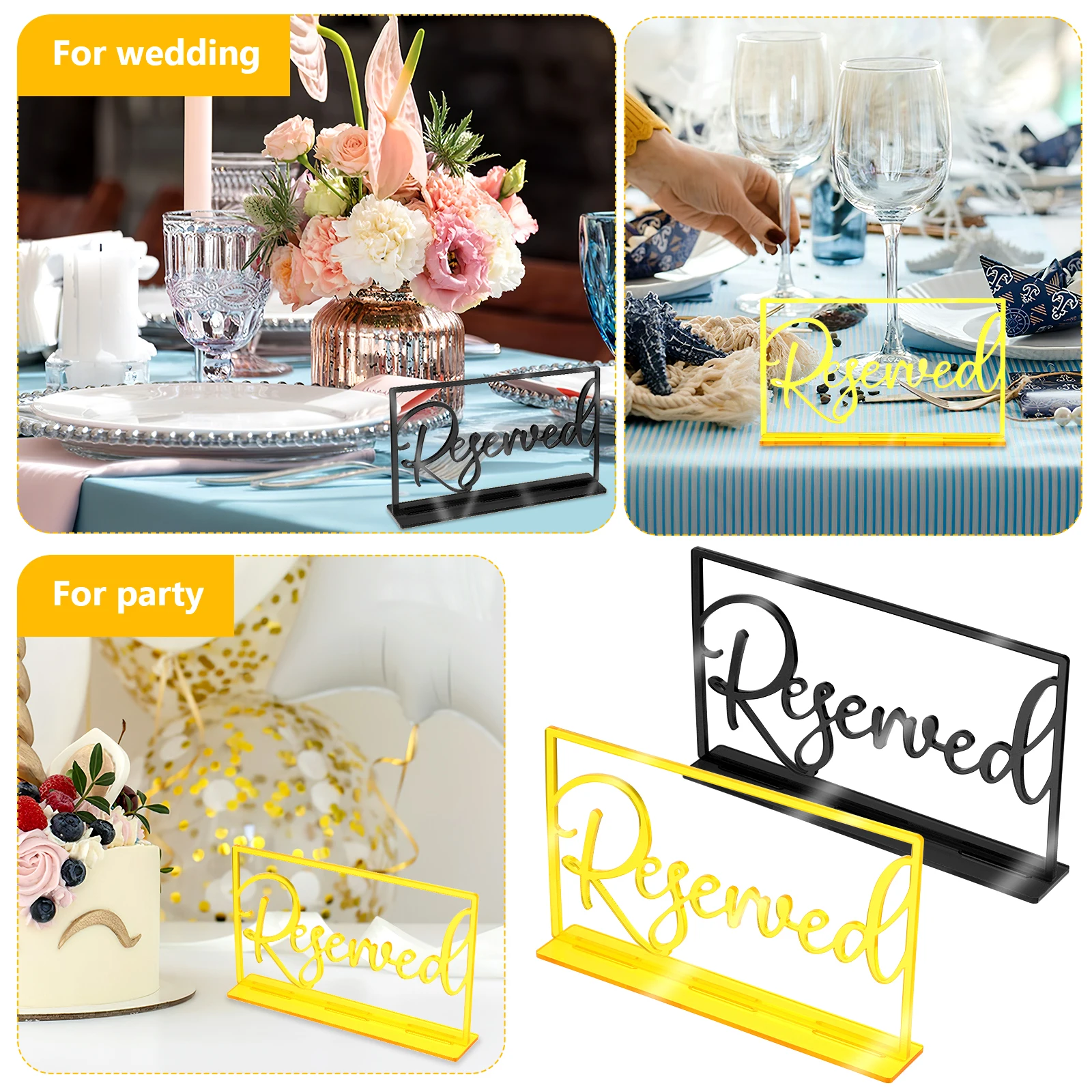 6pcs Acrylic Reserved Signs Wedding Table Seat Sign Restaurant Banquet Decorative Reserved Table Signs Reusable Sturdy
6pcs Acrylic Reserved Signs Wedding Table Seat Sign Restaurant Banquet Decorative Reserved Table Signs Reusable Sturdy