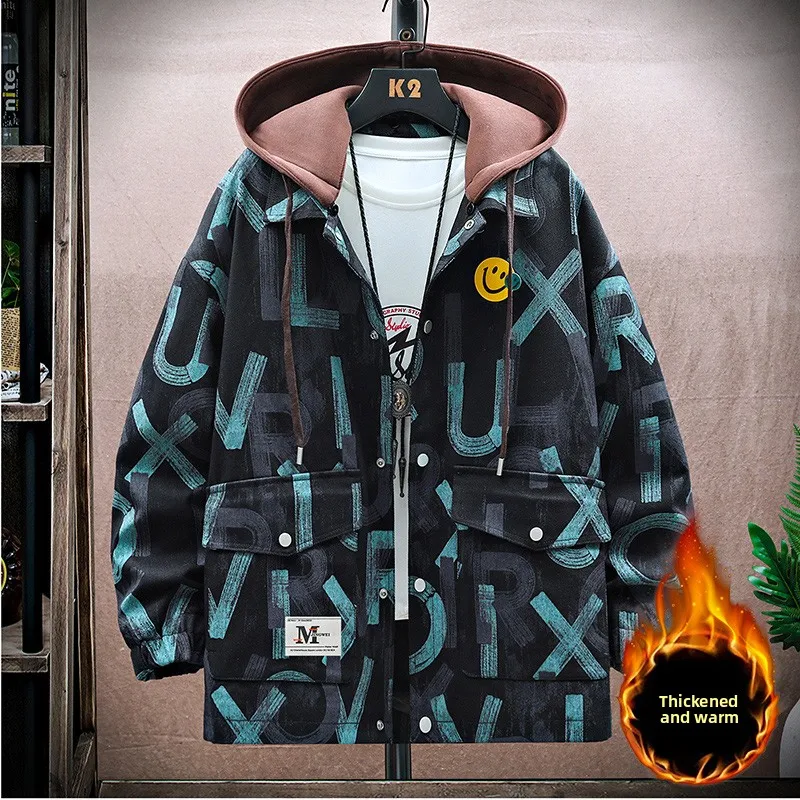 Men's Fce Lined Hooded Denim Jaet Thiened Autumn Winter Faion Warm Clothing Youth Brand Tee Classic Zipper Decorated
Men's Fce Lined Hooded Denim Jaet Thiened Autumn Winter Faion Warm Clothing Youth Brand Tee Classic Zipper Decorated