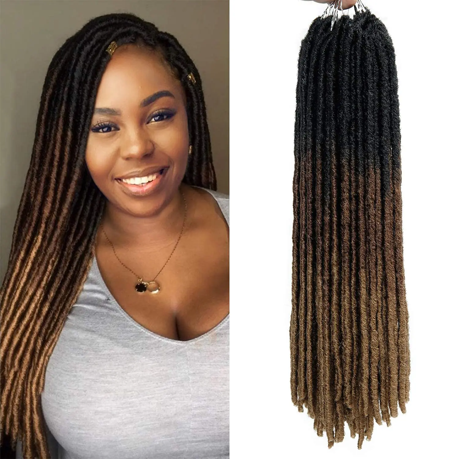 Synthetic Goddess Faux Locs Straight Gypsy Locs Crochet Hair Ombre Dreadlocks Pre-Looped Hair Extensions 18 Strands/Pack
Synthetic Goddess Faux Locs Straight Gypsy Locs Crochet Hair Ombre Dreadlocks Pre-Looped Hair Extensions 18 Strands/Pack