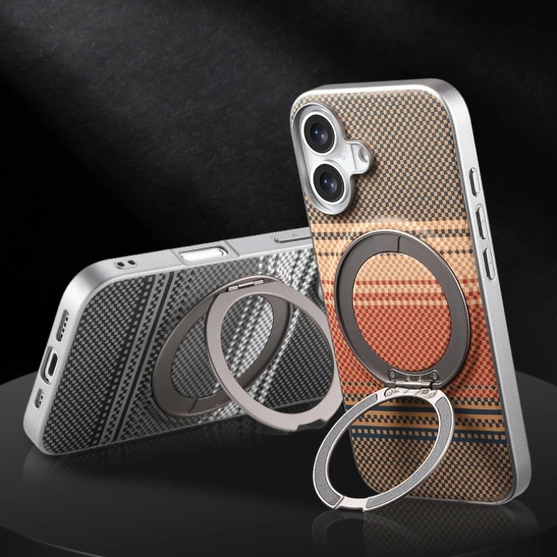 Silver Edge Phone Case with Rotating Bracket for iPhone 17 ProMax 16 Pro 15 14 Kevlar Pattern Magnetic Case for iPhone 17 16E 15
Silver Edge Phone Case with Rotating Bracket for iPhone 17 ProMax 16 Pro 15 14 Kevlar Pattern Magnetic Case for iPhone 17 16E 15