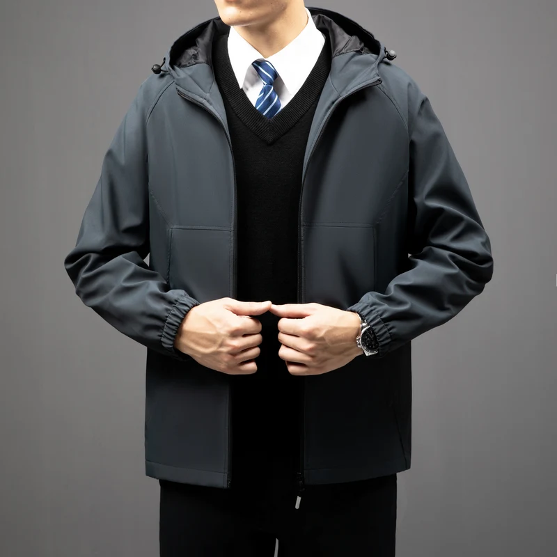 Autumn Plus Size Men Jackets Coats Solid Color with Hood Windbreaker Fashion Casual Windproof Male Clothing Quality All-match
Autumn Plus Size Men Jackets Coats Solid Color with Hood Windbreaker Fashion Casual Windproof Male Clothing Quality All-match