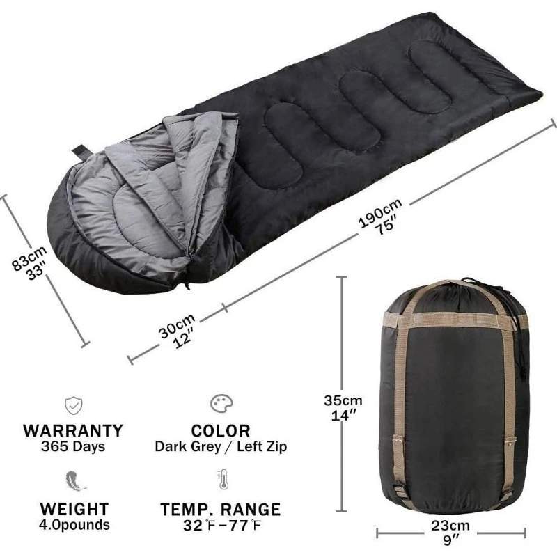 Sleeping Bag,3-4 Seasons Warm Cold Weather Lightweight, Portable, Waterproof Sleeping Bag with Compression Sack 
Sleeping Bag,3-4 Seasons Warm Cold Weather Lightweight, Portable, Waterproof Sleeping Bag with Compression Sack