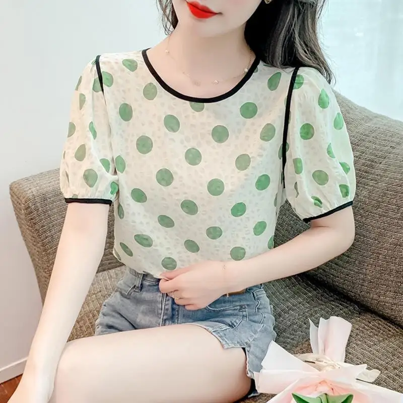 Women Clothes Summer Fashion Simplicity Polka Dot Printing Short Sleeve T-Shirt Women's Casual All-match Temperament O-neck Tops
Women Clothes Summer Fashion Simplicity Polka Dot Printing Short Sleeve T-Shirt Women's Casual All-match Temperament O-neck Tops