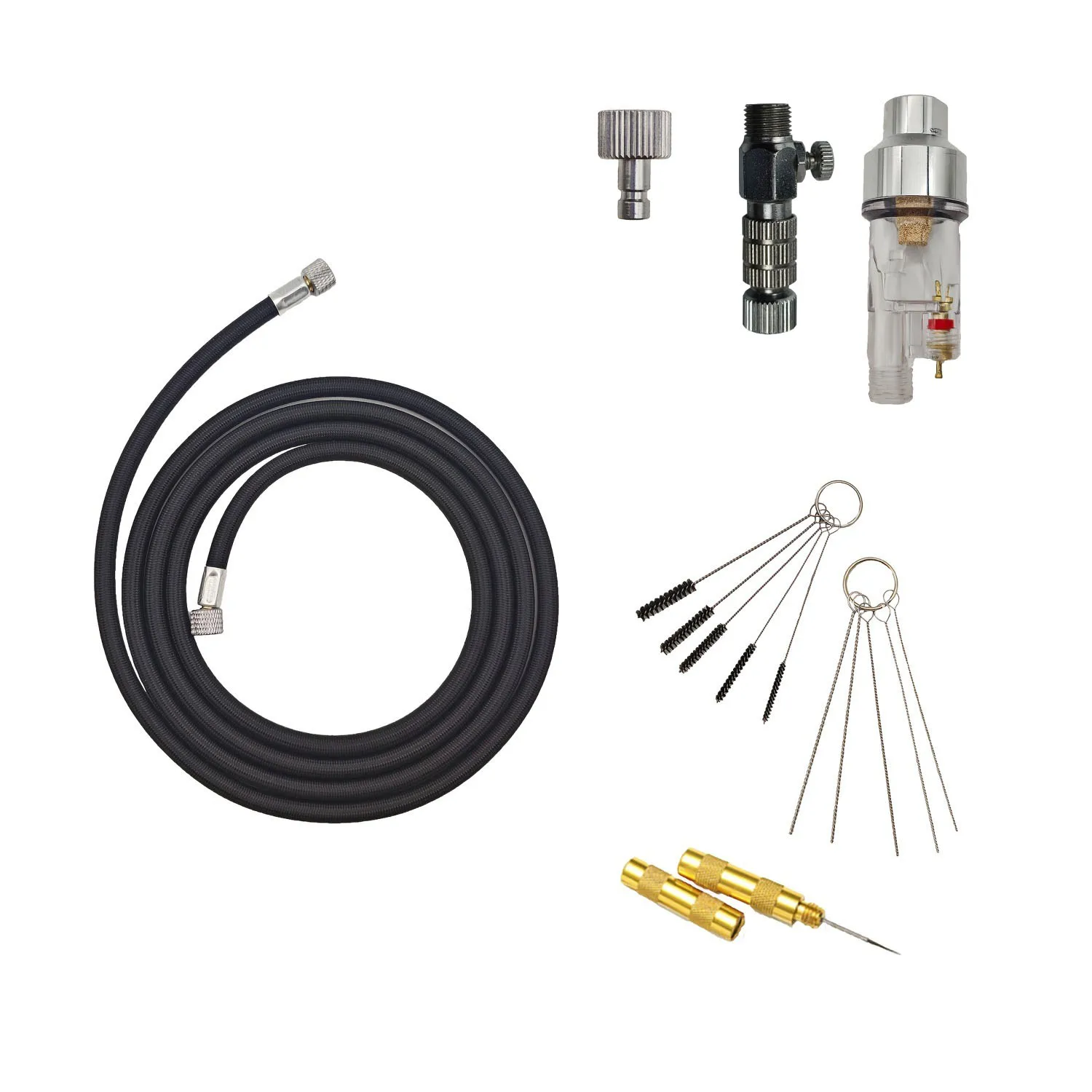 Airbrush accessories set 1.8m hose + water separator + quick connector, universal
Airbrush accessories set 1.8m hose + water separator + quick connector, universal