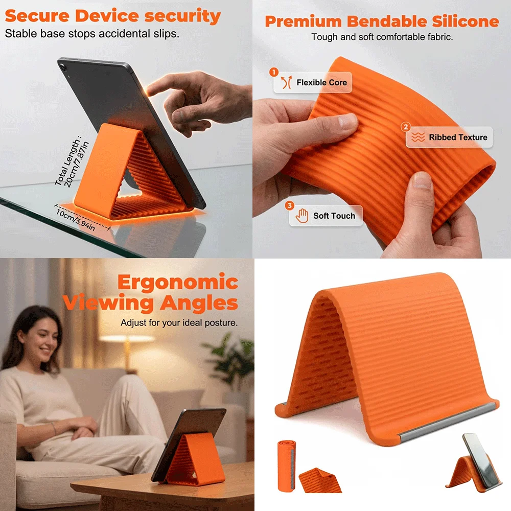 2026 New Foldable Silicone Aluminum Phone Holder, Adjustable Non-Slip Stand for Travel Office Airplane
2026 New Foldable Silicone Aluminum Phone Holder, Adjustable Non-Slip Stand for Travel Office Airplane