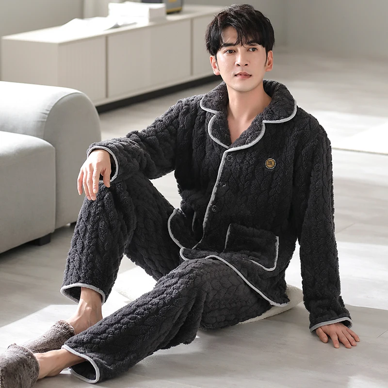 Plus Size M-4XL Winter Pajamas Set Men Thick Coral Fleece Sleepwear Male Warm Flannel Sleepwear
Plus Size M-4XL Winter Pajamas Set Men Thick Coral Fleece Sleepwear Male Warm Flannel Sleepwear
