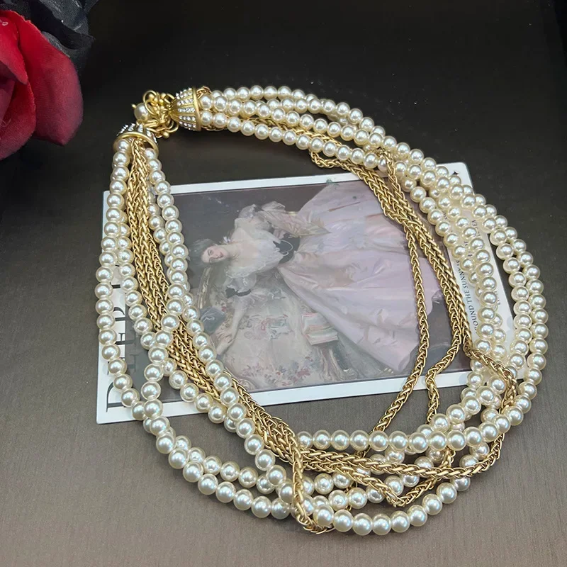 Fashion Chain Necklace Court Style Imitation Pearl Sweater Chain Multilayer Collar Charm Choker Tassel Drop Earrings Jewelry New
Fashion Chain Necklace Court Style Imitation Pearl Sweater Chain Multilayer Collar Charm Choker Tassel Drop Earrings Jewelry New