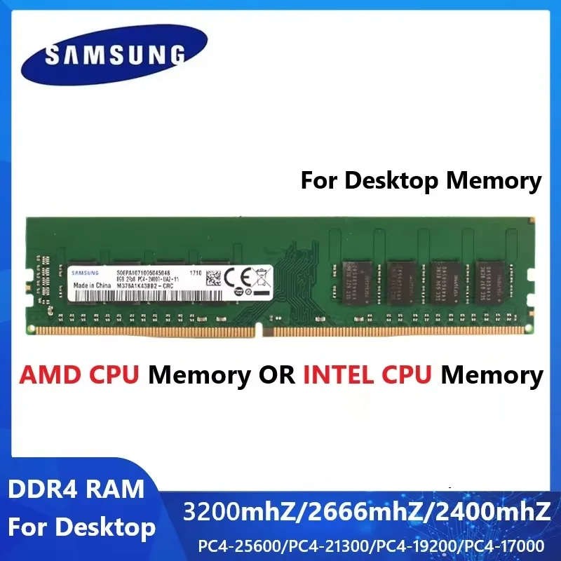 Настольная память SAMSUNG DDR4 UDIMM RAM для процессора Intel или процессора AMD 4 ГБ 8 ГБ 16 ГБ 3200 2666 2400 Ram Высокопроизводительная настольная память
Настольная память SAMSUNG DDR4 UDIMM RAM для процессора Intel или процессора AMD 4 ГБ 8 ГБ 16 ГБ 3200 2666 2400 Ram Высокопроизводительная настольная память