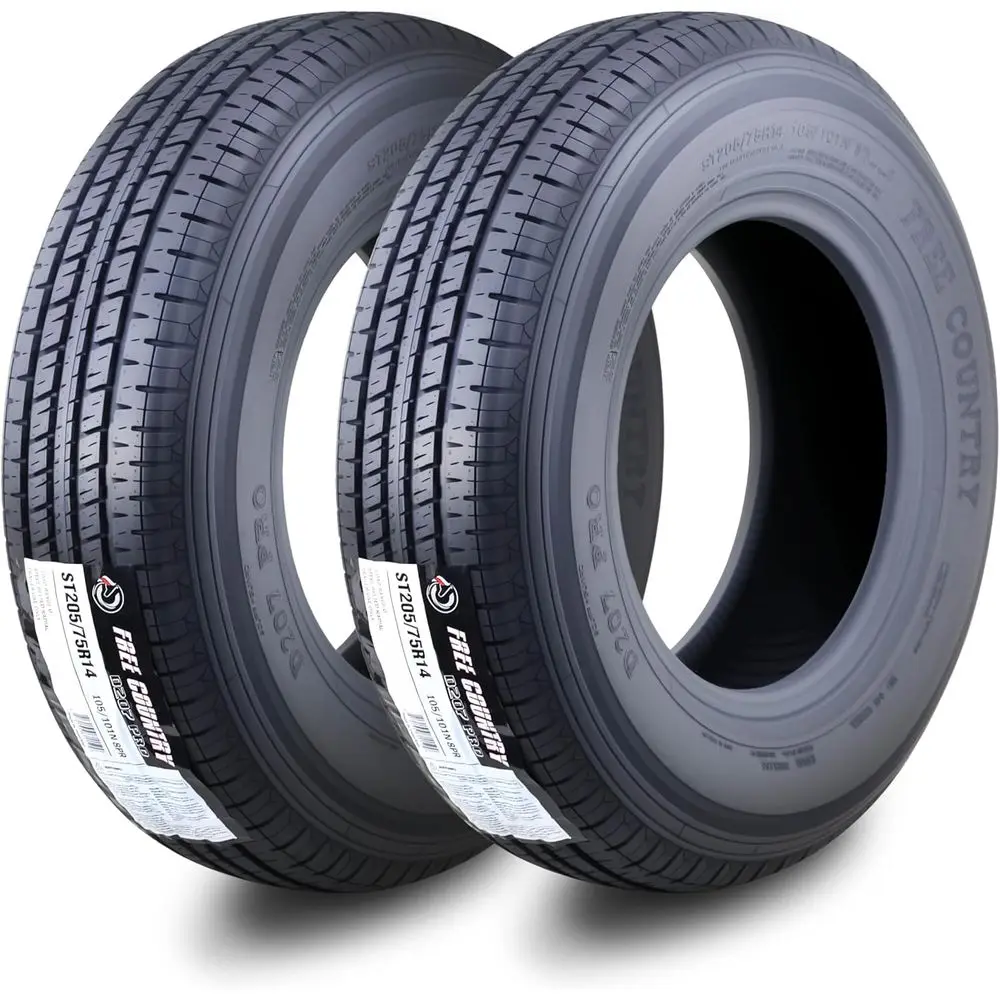 Premium Set 2 Trailer Tires ST 205/75R14 8PR Load Range D, 8mm Tread Depth with Scuff Guard
Premium Set 2 Trailer Tires ST 205/75R14 8PR Load Range D, 8mm Tread Depth with Scuff Guard