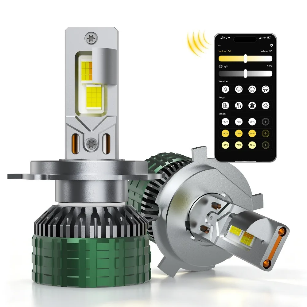 H4 HB2 9003 LED Headlight Bulbs 12V 85W 3000K 4300K Dual Copper Tube Smart APP Control
H4 HB2 9003 LED Headlight Bulbs 12V 85W 3000K 4300K Dual Copper Tube Smart APP Control