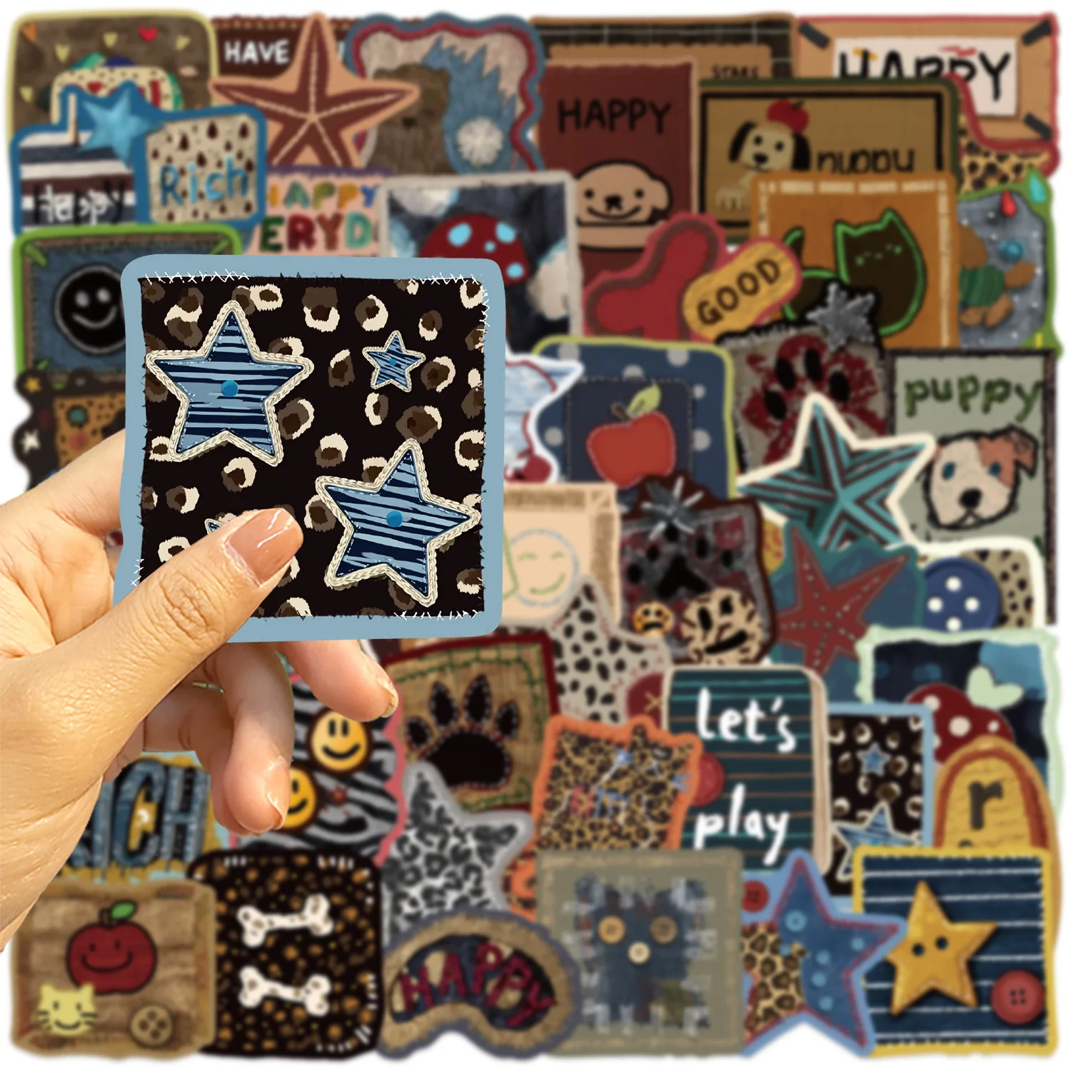50PCS Vintage Fabric Style Stickers Cute Star Patch Decals for Scrapbook Laptop Water Bottle DIY DIY Crafts
50PCS Vintage Fabric Style Stickers Cute Star Patch Decals for Scrapbook Laptop Water Bottle DIY DIY Crafts