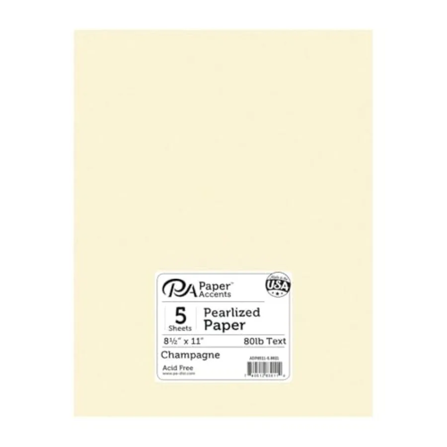 Accent Design Paper Accents Pearlized 8.5x11 Champagne Pearl with Shimmering Finish for Elegant Crafting and Decor
Accent Design Paper Accents Pearlized 8.5x11 Champagne Pearl with Shimmering Finish for Elegant Crafting and Decor