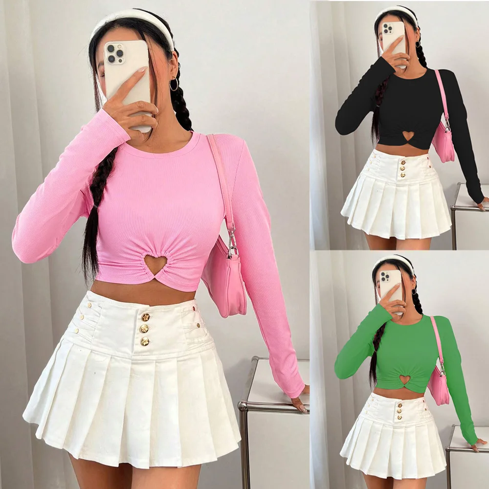 T Shirts Women Tops Slim Fit Tees Bodycon Round Neck Full Sleeve T-Shirts Short Top Hollow Out Y2k Streetwear Elegant Spring
T Shirts Women Tops Slim Fit Tees Bodycon Round Neck Full Sleeve T-Shirts Short Top Hollow Out Y2k Streetwear Elegant Spring