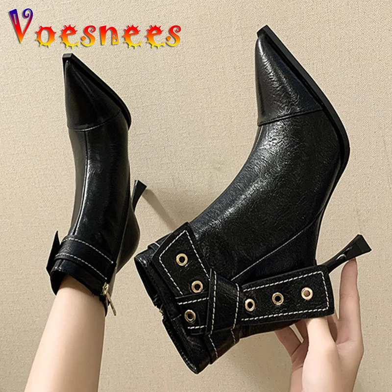 Women Sexy High Heels Short Boots Spring Autumn Side Zip Belt Buckle Design Fashion Lady Shoes New Slim Pointed Toe Short Boots
Women Sexy High Heels Short Boots Spring Autumn Side Zip Belt Buckle Design Fashion Lady Shoes New Slim Pointed Toe Short Boots
