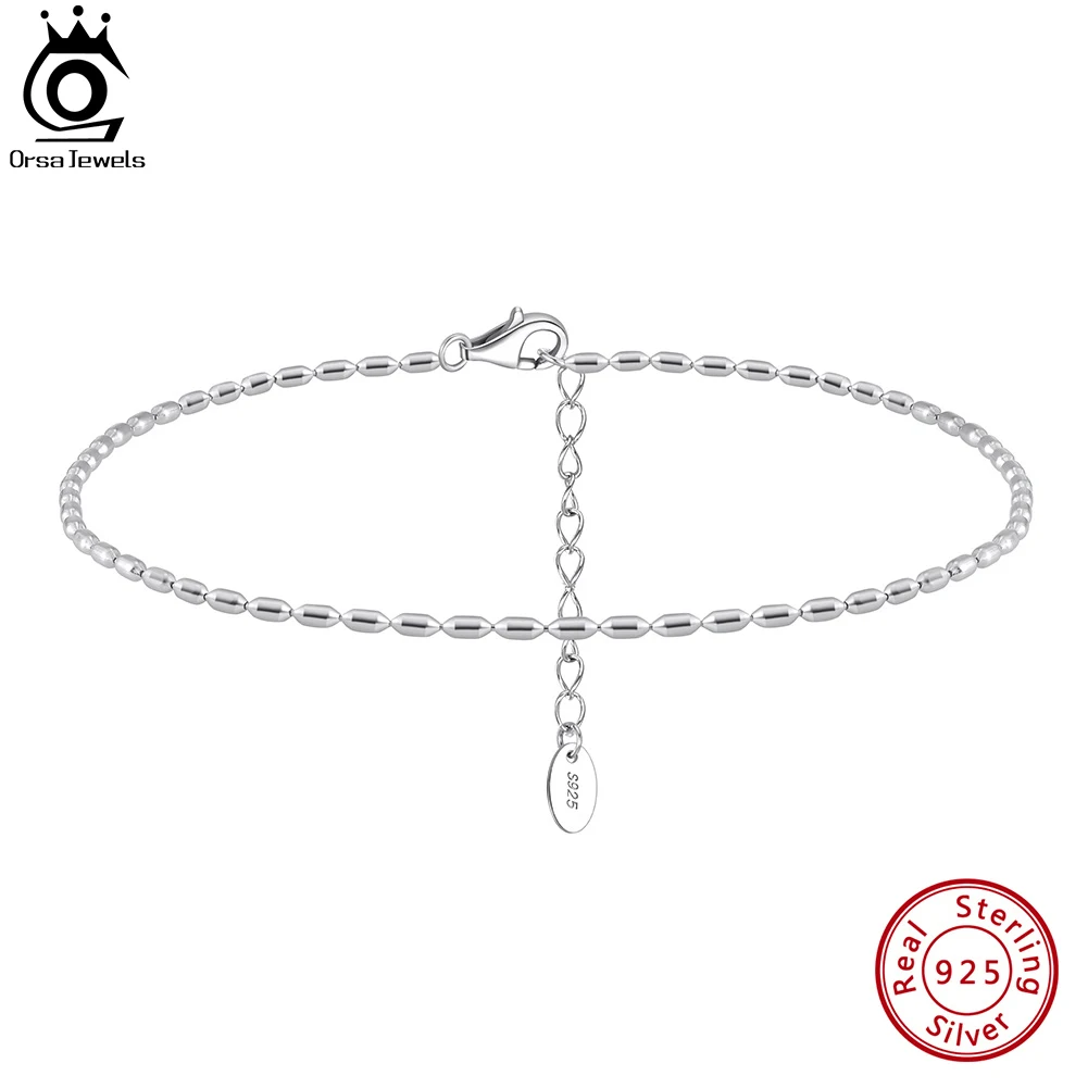 ORSA JEWELS Изящный браслет из бисера на ногах, браслет из стерлингового серебра 925 пробы, пляжный шар, бусины, летняя цепочка для ног для женщин SA81 
ORSA JEWELS Изящный браслет из бисера на ногах, браслет из стерлингового серебра 925 пробы, пляжный шар, бусины, летняя цепочка для ног для женщин SA81