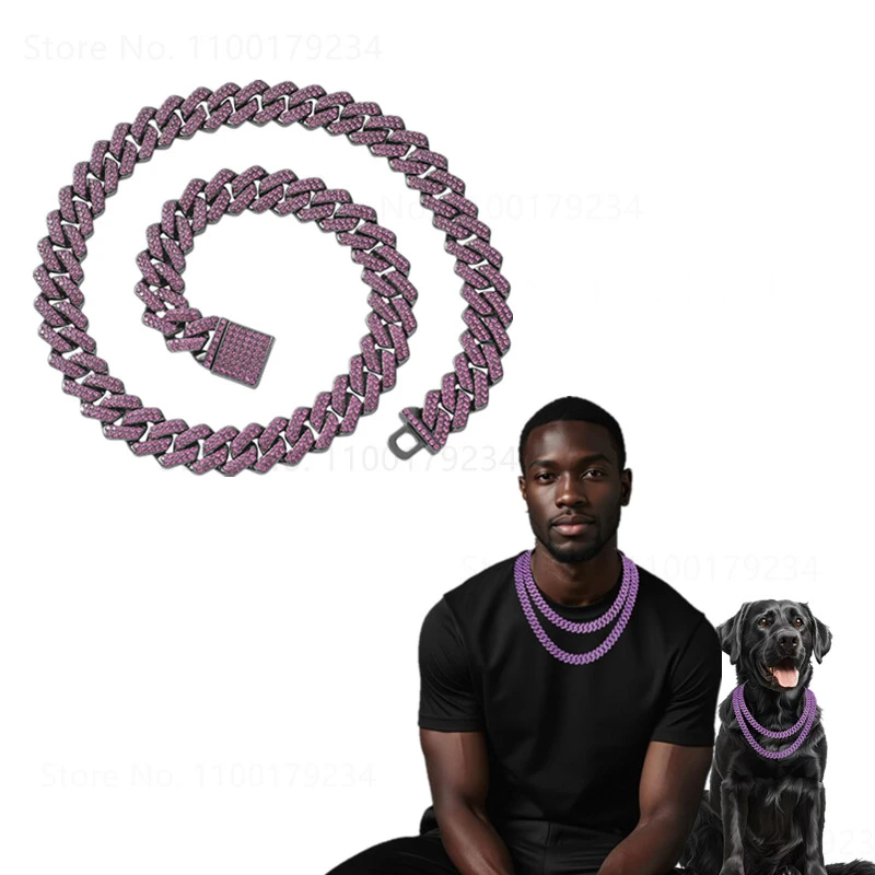 14/15mm Purple Lab Diamond Dog Cuban Chain Collar Secure Buckle Pet Necklace Jewelry Accessories For Small Medium Large Dogs Cat
14/15mm Purple Lab Diamond Dog Cuban Chain Collar Secure Buckle Pet Necklace Jewelry Accessories For Small Medium Large Dogs Cat