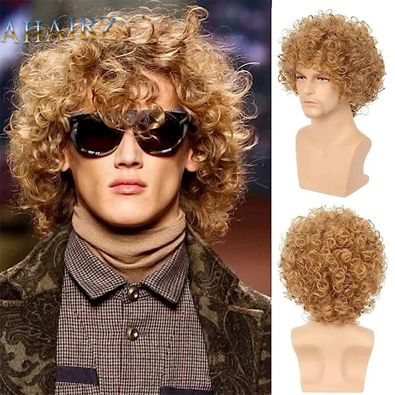 Synthetic Wigs Short Curly Blonde Straight Wigs with Bangs For Man Daily Wear Wig High Temperature Fiber
Synthetic Wigs Short Curly Blonde Straight Wigs with Bangs For Man Daily Wear Wig High Temperature Fiber