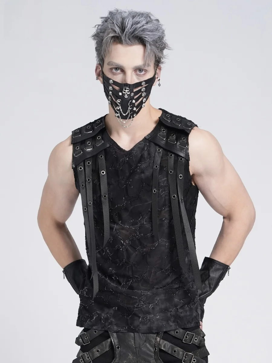 Devil Fashion Men's Punk Style T-Shirt Irregular Burn Flower Frayed Sleeveless Summer Thin round Neck Vest TT292 Polyester Blend
Devil Fashion Men's Punk Style T-Shirt Irregular Burn Flower Frayed Sleeveless Summer Thin round Neck Vest TT292 Polyester Blend