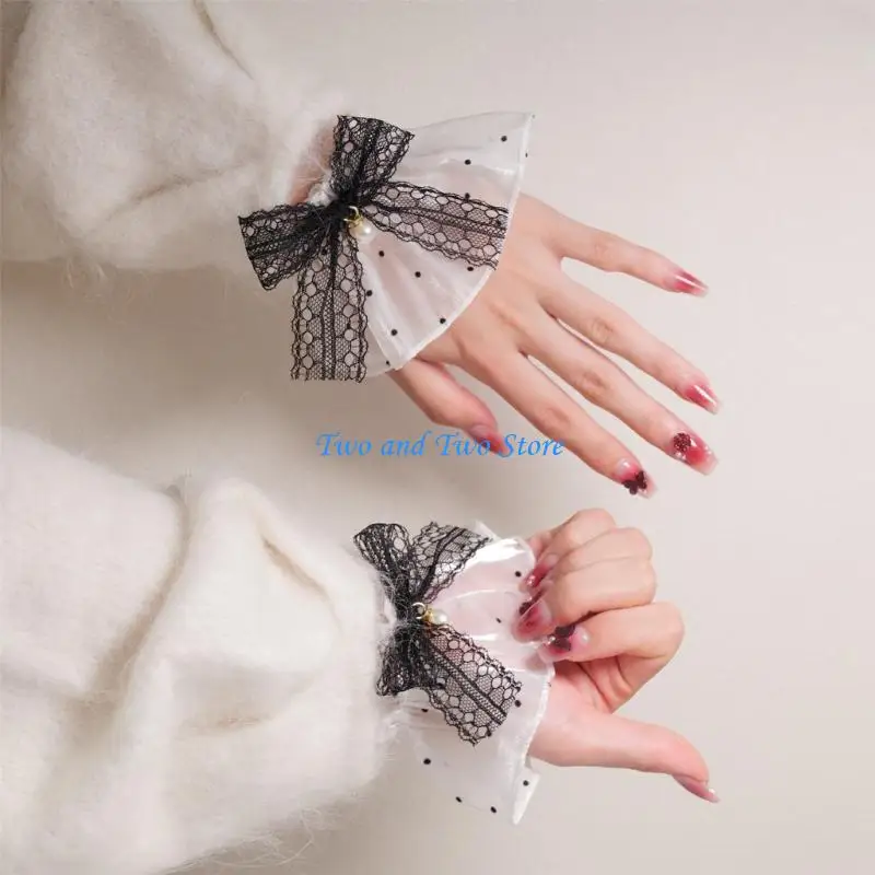 HX6F Lace Trim Wrist Cuffs False Sleeves With Artificial Pearls And Ribbon Bowknot
HX6F Lace Trim Wrist Cuffs False Sleeves With Artificial Pearls And Ribbon Bowknot