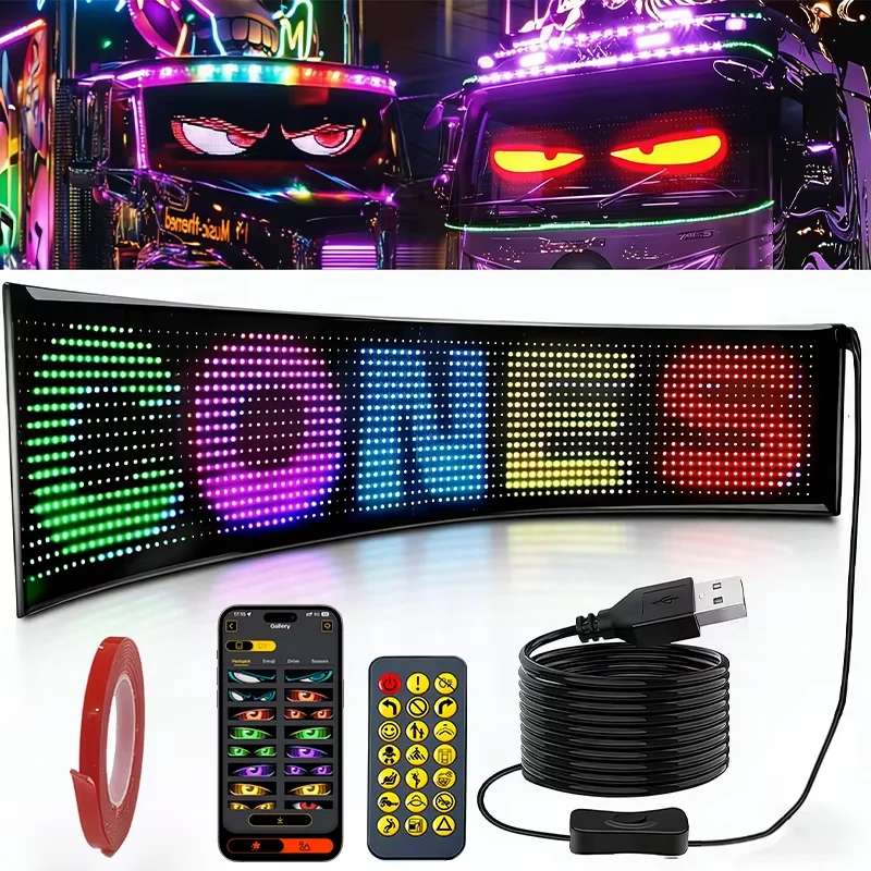 App Control Scrolling Advertising LED Sign Led Eyes for Truck USB Custom Text Pattern Programmable Display Truck Car Devil Eye
