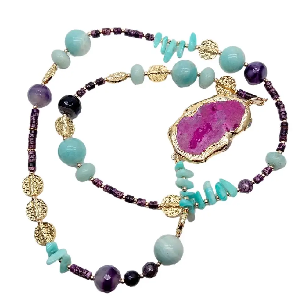 Y.YING Green Amazontie Sea Sediment Jasper Agate Slice Long Necklace Gemstone Nekclaces
Y.YING Green Amazontie Sea Sediment Jasper Agate Slice Long Necklace Gemstone Nekclaces