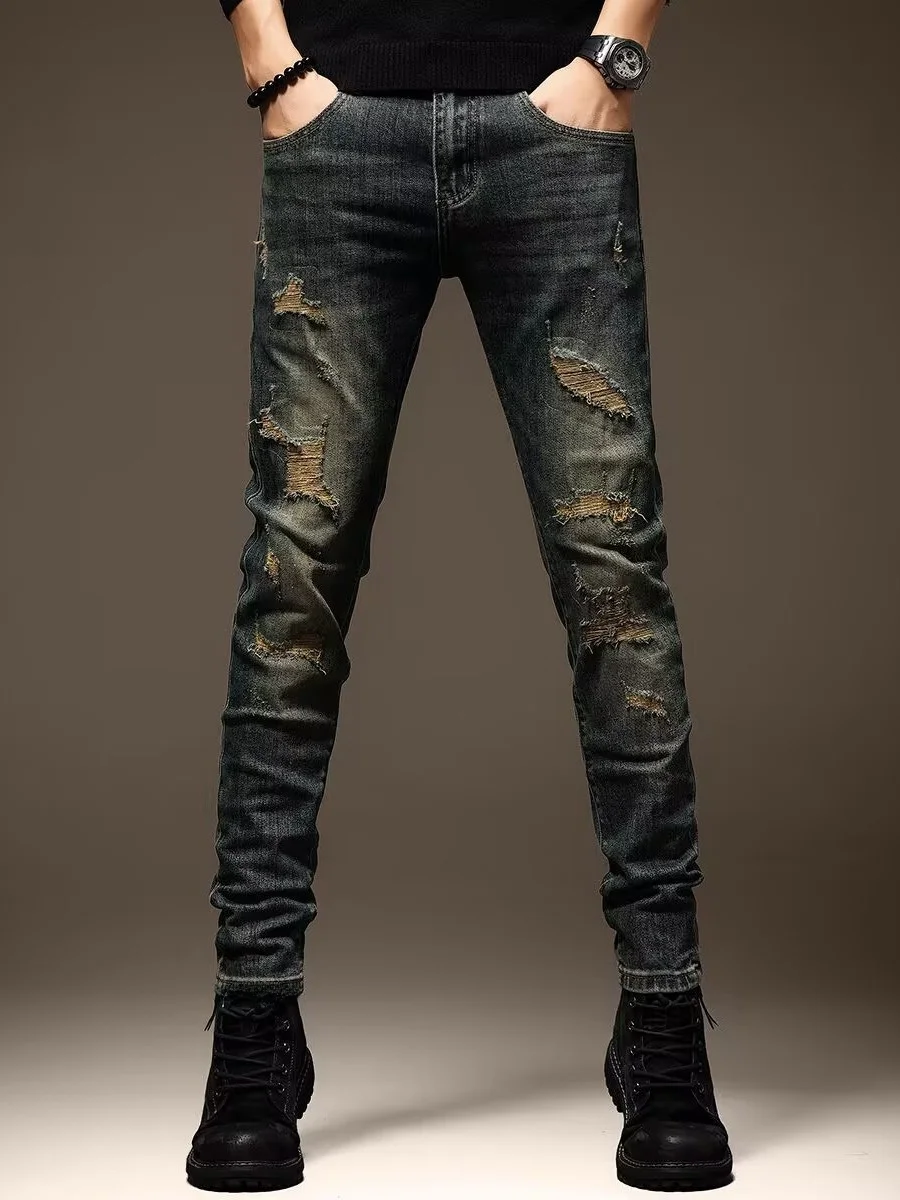 Высококачественные мужские джинсовые джинсы в стиле ретро, облегающие модные корейские джинсы со средней талией, износостойкие повседневные прямые джинсы
Высококачественные мужские джинсовые джинсы в стиле ретро, облегающие модные корейские джинсы со средней талией, износостойкие повседневные прямые джинсы