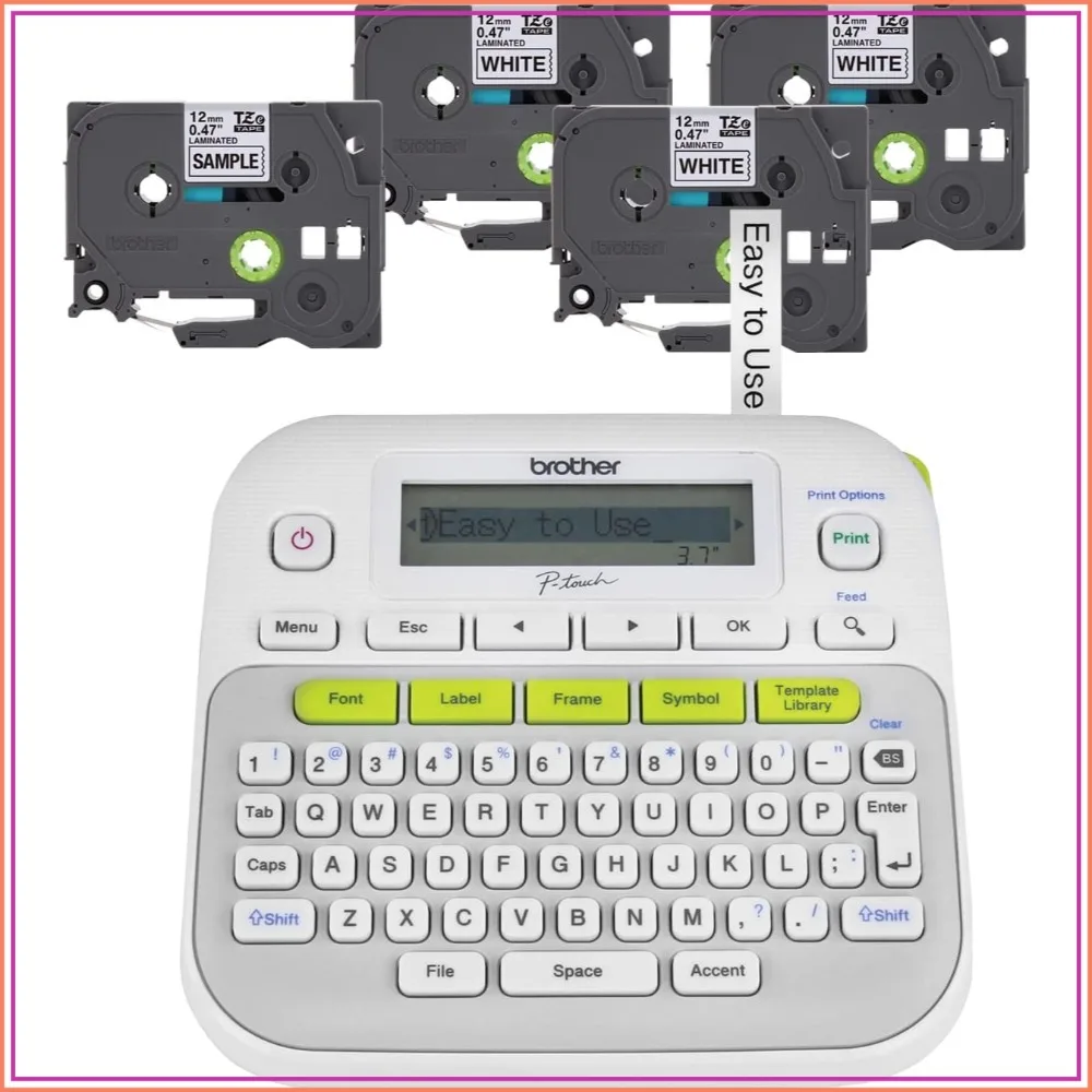 Easy-to-Use Label Maker Bundle with 4 Label Tapes, White, Small
Easy-to-Use Label Maker Bundle with 4 Label Tapes, White, Small