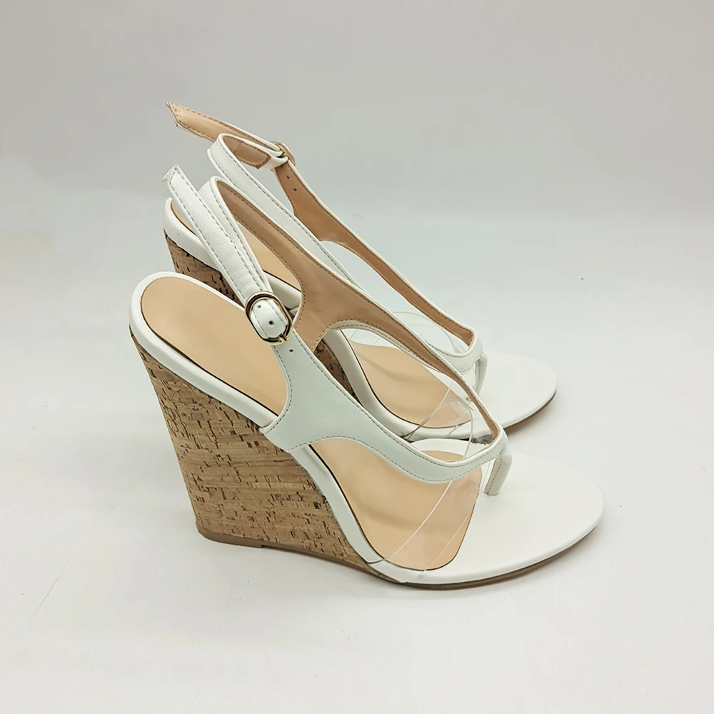 2022 Women Wedge High Heel Flip Flops Summer Sandals White Wedding Shoes Ladies Large Size Cork Heel Clear PVC Shoes Ankle Strap
2022 Women Wedge High Heel Flip Flops Summer Sandals White Wedding Shoes Ladies Large Size Cork Heel Clear PVC Shoes Ankle Strap