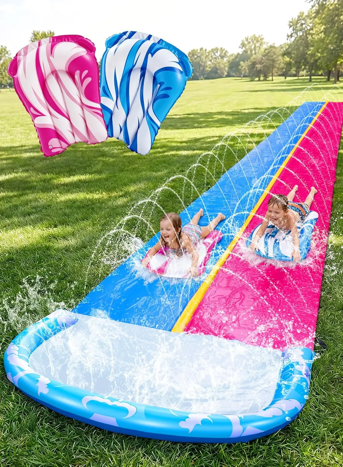 22.5FT Extra Long Heavy Duty Double Lawn Waterslide with Sprinkler for Backyard Summer Outdoor Fun
22.5FT Extra Long Heavy Duty Double Lawn Waterslide with Sprinkler for Backyard Summer Outdoor Fun
