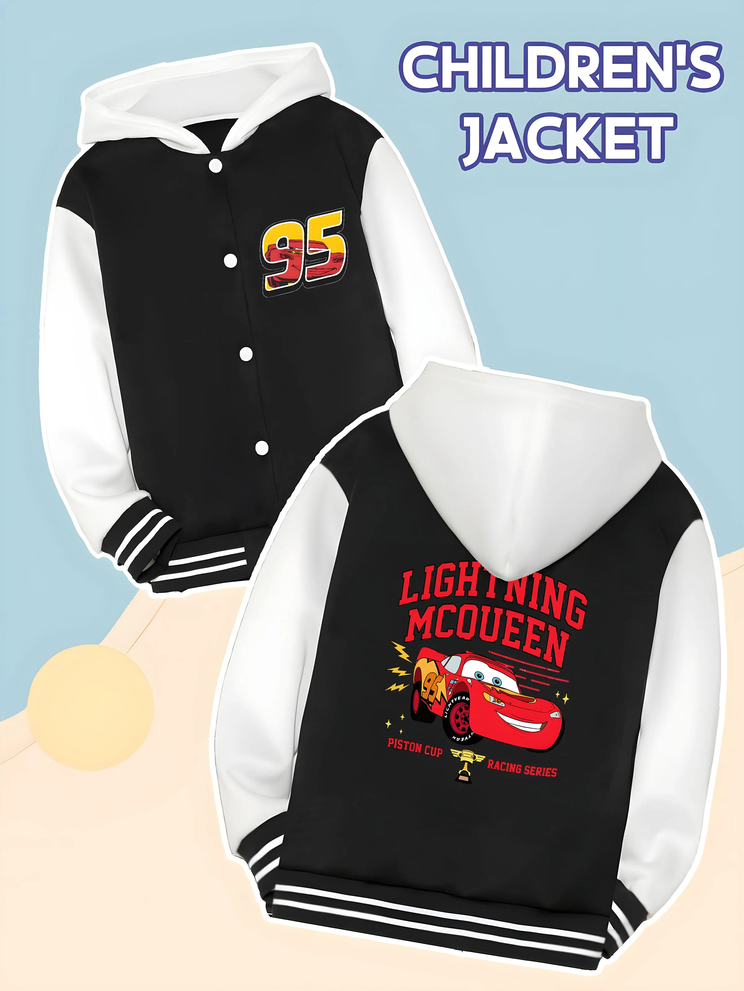 MINISO Disney Racing: McQueen Kids' Baseball Jacket - Size 95 with McQueen Racing Print, Comfortable and Versatile
MINISO Disney Racing: McQueen Kids' Baseball Jacket - Size 95 with McQueen Racing Print, Comfortable and Versatile