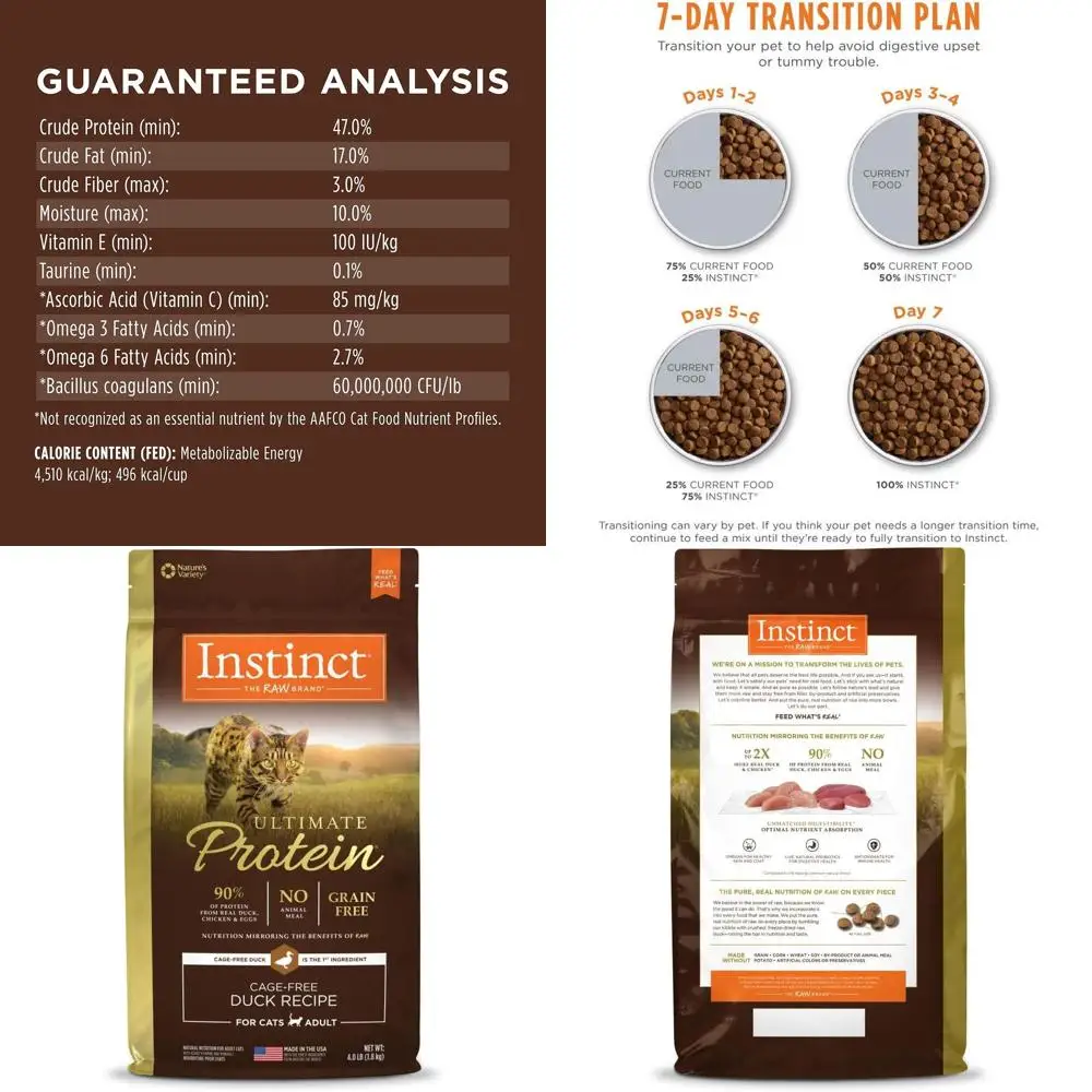 Сухой корм для кошек беззерновой: 1,8 кг (4 фунта) с курицей и уткой
Сухой корм для кошек беззерновой: 1,8 кг (4 фунта) с курицей и уткой