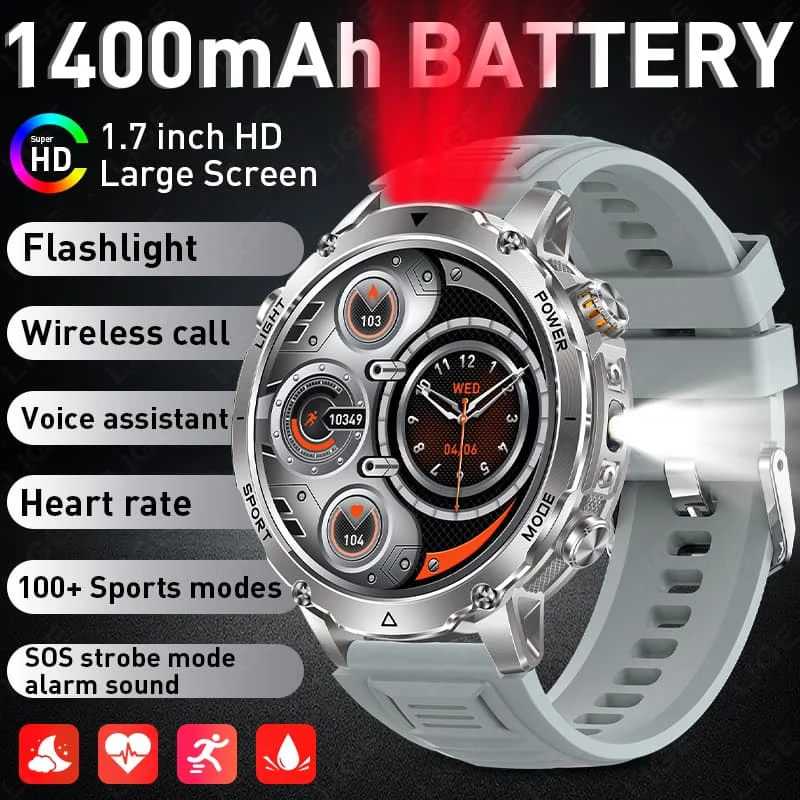 LIGE Men's Smartwatch Sport Fitness Bluetooth Call Flashlight Waterproof Health Monitor 1400mAh Huge Battery Durable Smart Watch
LIGE Men's Smartwatch Sport Fitness Bluetooth Call Flashlight Waterproof Health Monitor 1400mAh Huge Battery Durable Smart Watch