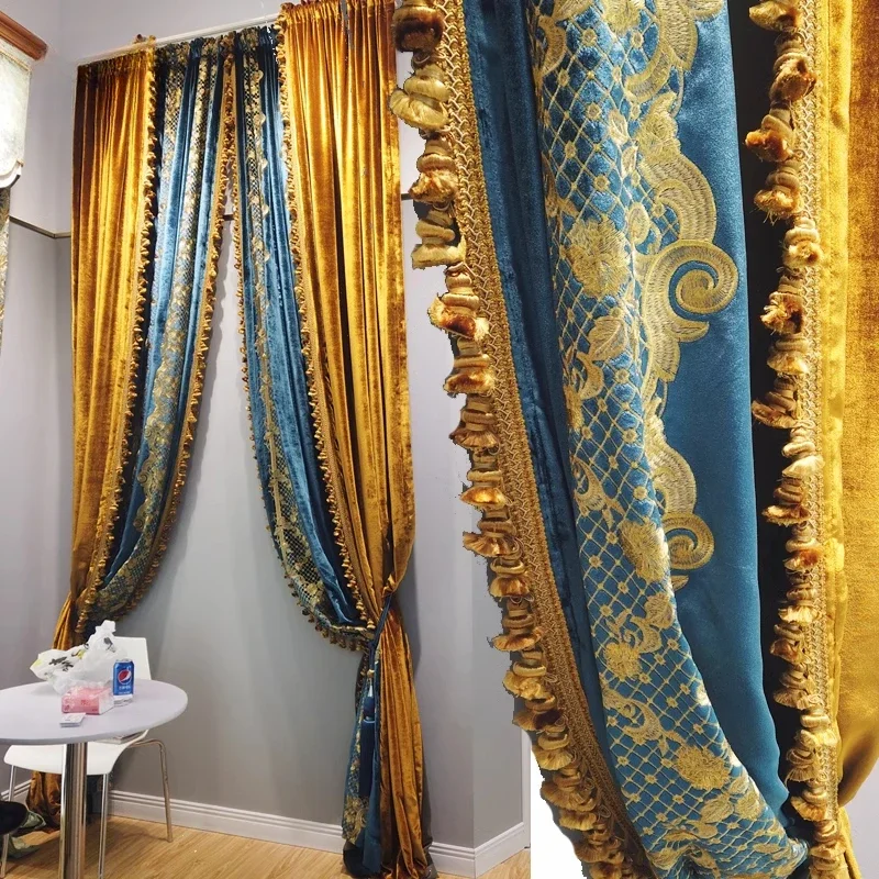 European Embroidery High-grade Luxury Retro Gold Velvet Curtains for Living Room Bedroom American Windows Curtains Customize
European Embroidery High-grade Luxury Retro Gold Velvet Curtains for Living Room Bedroom American Windows Curtains Customize
