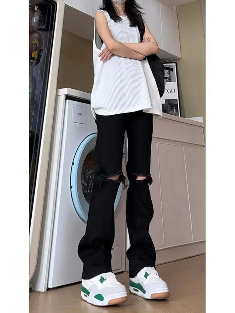 Slim Fit Straight Leg Jeans Women's Summer Thin Denim Pants High Waist Tear Design Casual Straight Tube Long Trousers
Slim Fit Straight Leg Jeans Women's Summer Thin Denim Pants High Waist Tear Design Casual Straight Tube Long Trousers
