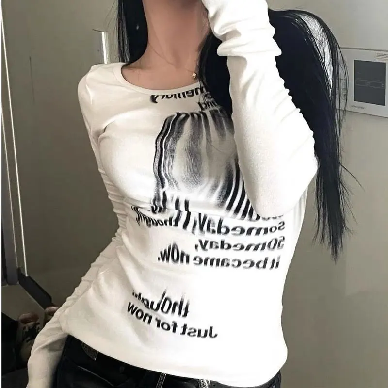 Women's Clothing Spring Autumn Slim Printed T-shirt Letter Sweet Off Shoulder Pullovers All-match Long Sleeve Round Neck Tops
Women's Clothing Spring Autumn Slim Printed T-shirt Letter Sweet Off Shoulder Pullovers All-match Long Sleeve Round Neck Tops