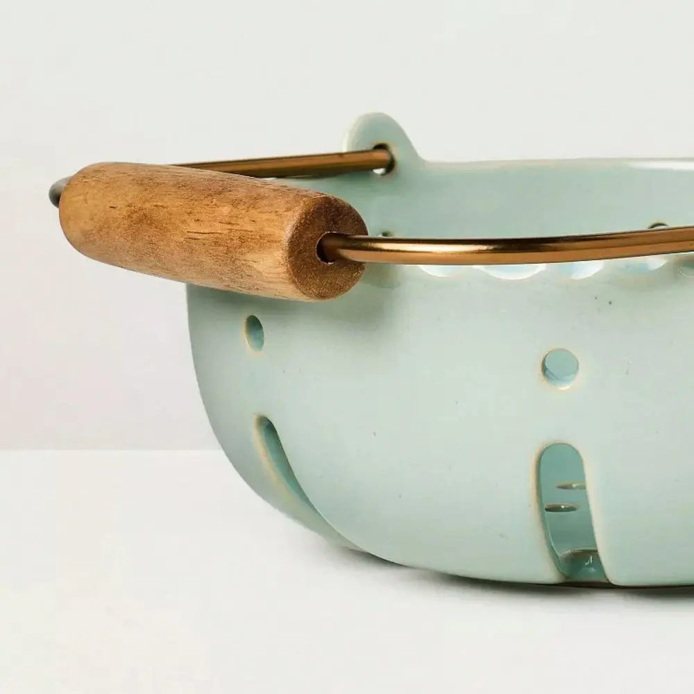 Berry Colander Serving Bowl With WoodGrip Handle Ceramic Fruit Strainer For Rinsing And Table Display
Berry Colander Serving Bowl With WoodGrip Handle Ceramic Fruit Strainer For Rinsing And Table Display
