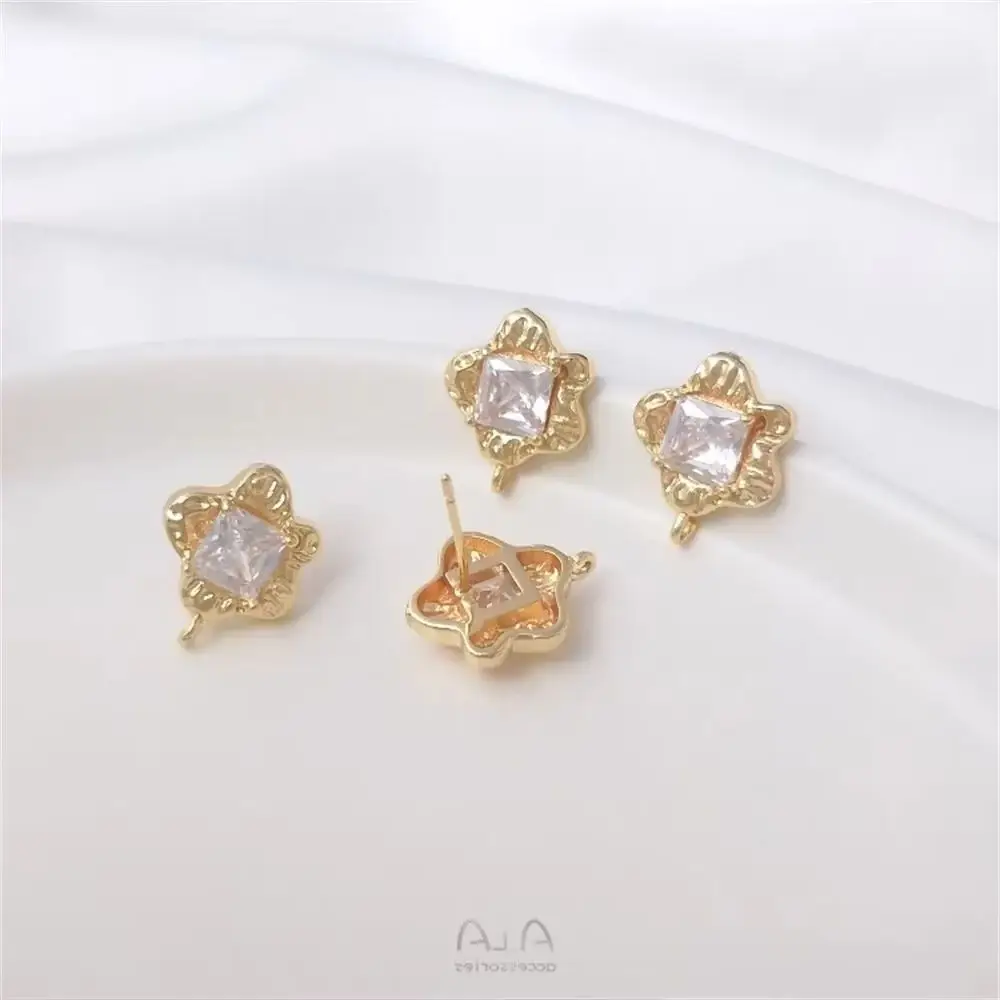 14K Gold Inlaid Square Zirconia Small Flower with Hanging Rings 925 Silver Needle Earrings Ear Accessories E292
14K Gold Inlaid Square Zirconia Small Flower with Hanging Rings 925 Silver Needle Earrings Ear Accessories E292