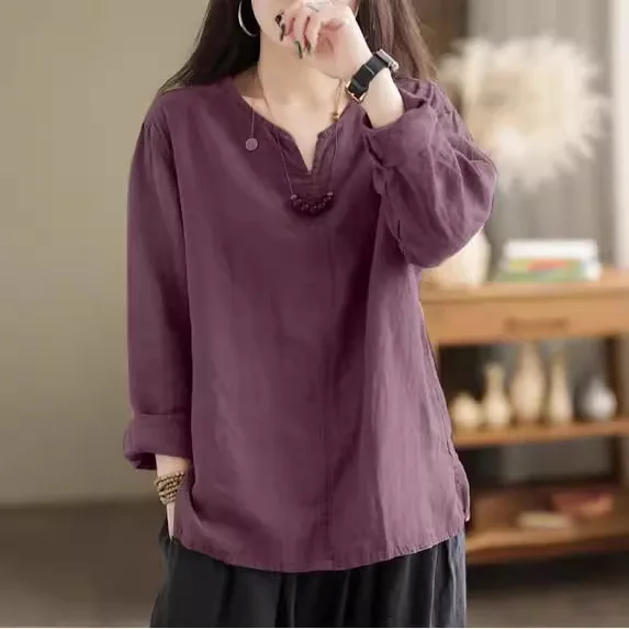 Retro cotton and linen shirt for spring, summer, autumn, 2025, casual long sleeved shirt, oversized shirt top
Retro cotton and linen shirt for spring, summer, autumn, 2025, casual long sleeved shirt, oversized shirt top