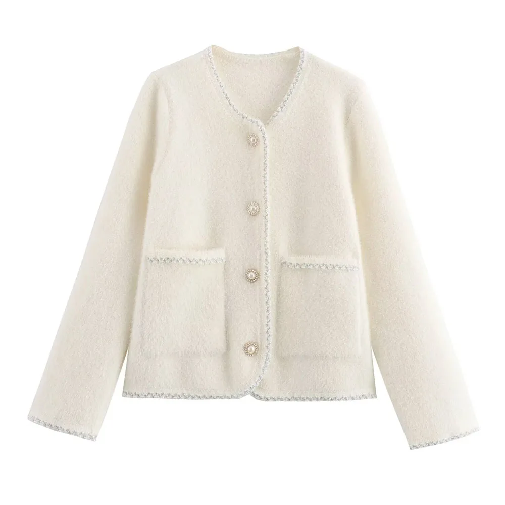 Autumn and winter new fashion women's casual design sense of European and American style knitted cardigan sweater coat
Autumn and winter new fashion women's casual design sense of European and American style knitted cardigan sweater coat
