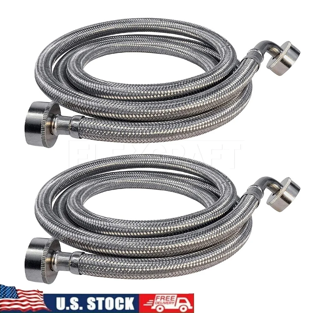 Burst Proof Washer Dryer Supply Hose 2 Count High Strength Braided Stainless Steel Connectors Universal Fit Easy Installation 
Burst Proof Washer Dryer Supply Hose 2 Count High Strength Braided Stainless Steel Connectors Universal Fit Easy Installation