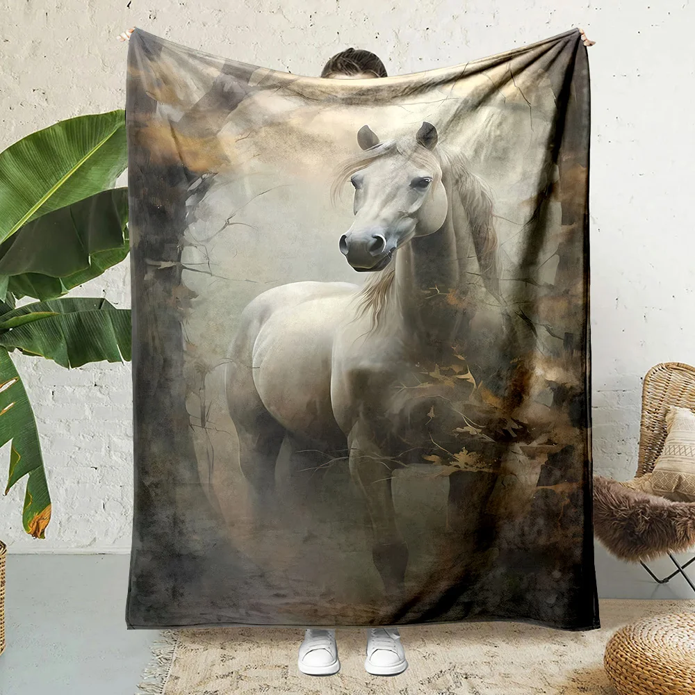 Contemporary Reversible Horse Print Throw Blanket - All-Season Polyester Flannel, Non-Woven Fabric, Cartoon-Themed, Mixed Color
Contemporary Reversible Horse Print Throw Blanket - All-Season Polyester Flannel, Non-Woven Fabric, Cartoon-Themed, Mixed Color