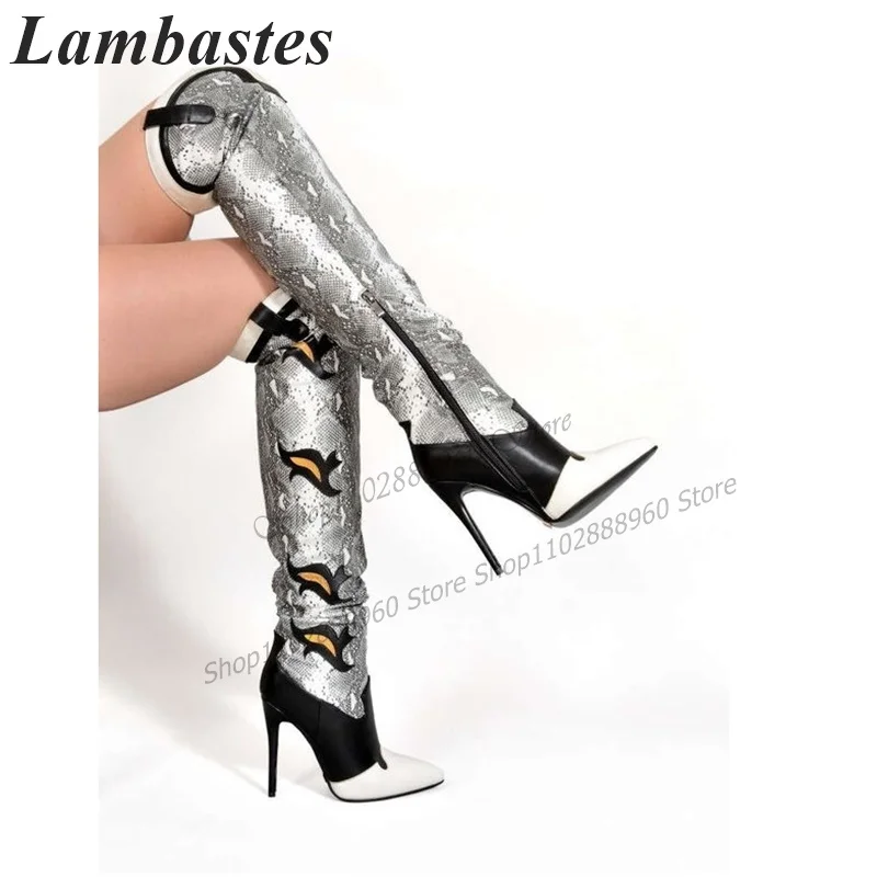 Western Style Mixed Color Python Skin Boots Stilettos High Heel Shoes For Women Side Zipper Pointed Toe 2023 Zapatos Para Mujere
Western Style Mixed Color Python Skin Boots Stilettos High Heel Shoes For Women Side Zipper Pointed Toe 2023 Zapatos Para Mujere