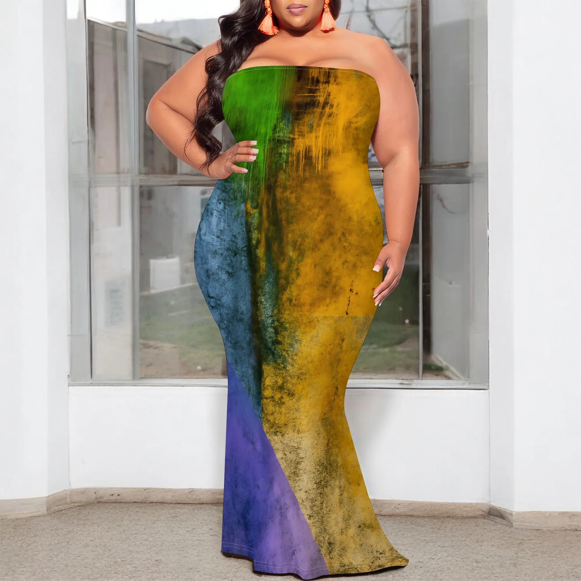 XL-6XL Abstract Strapless Bodycon Maxi Dress for Plus Size Women Artistic Watercolor Look for Gallery or Cocktail Event
XL-6XL Abstract Strapless Bodycon Maxi Dress for Plus Size Women Artistic Watercolor Look for Gallery or Cocktail Event