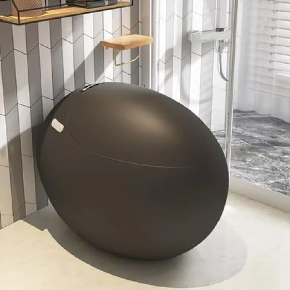 Egg Shaped Smart Toilet, One-Piece Modern Black Freestanding Toilet with Heated Seat, Soft Close, Adjustable Drying, and Remote
Egg Shaped Smart Toilet, One-Piece Modern Black Freestanding Toilet with Heated Seat, Soft Close, Adjustable Drying, and Remote