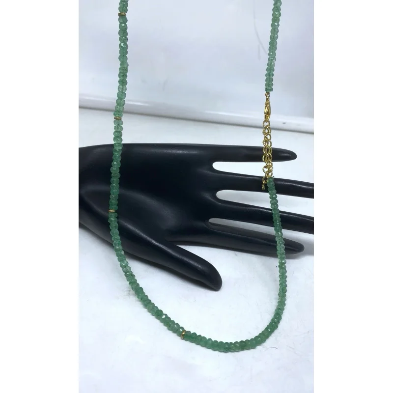 Elegant Emerald Necklace 20” Faceted Round Gemstone Beads 18k Gold Clasp
Elegant Emerald Necklace 20” Faceted Round Gemstone Beads 18k Gold Clasp