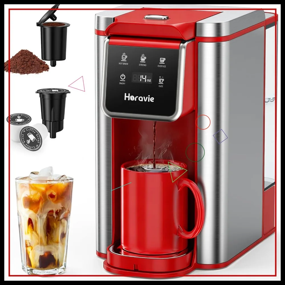 Single Serve Coffee Maker for K-Cup Pod & Grounds, Hot & Iced, Strong Brew, 6-14oz Sizes, 50oz Tank, Red
Single Serve Coffee Maker for K-Cup Pod & Grounds, Hot & Iced, Strong Brew, 6-14oz Sizes, 50oz Tank, Red